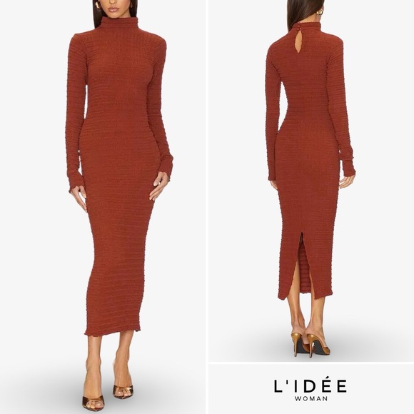 L'IDEE Forme Midi Dress Terracotta 4 Small NWT